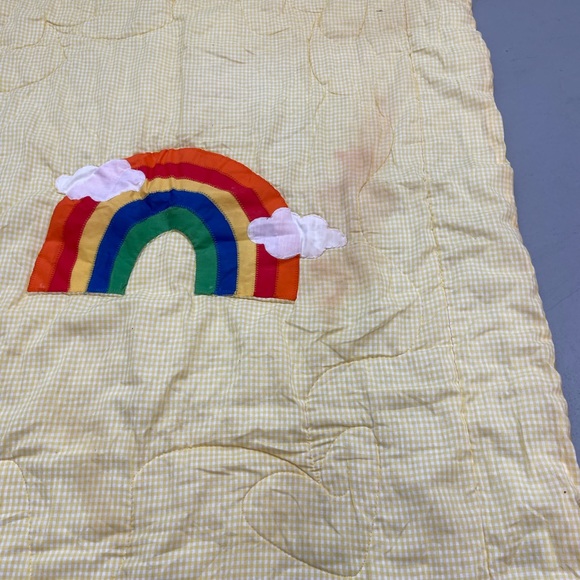 Bedding Vintage Red Calliope Yellow Gingham Rainbow Toddler Puffy